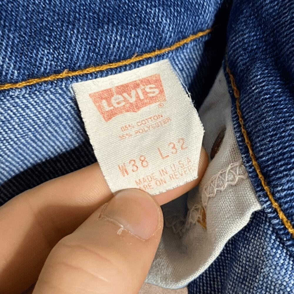 Vintage 80s Orange Tab Levis 517 Jeans 38x32 Bootcut Flared Fit Dark Wash - Picture 6 of 7